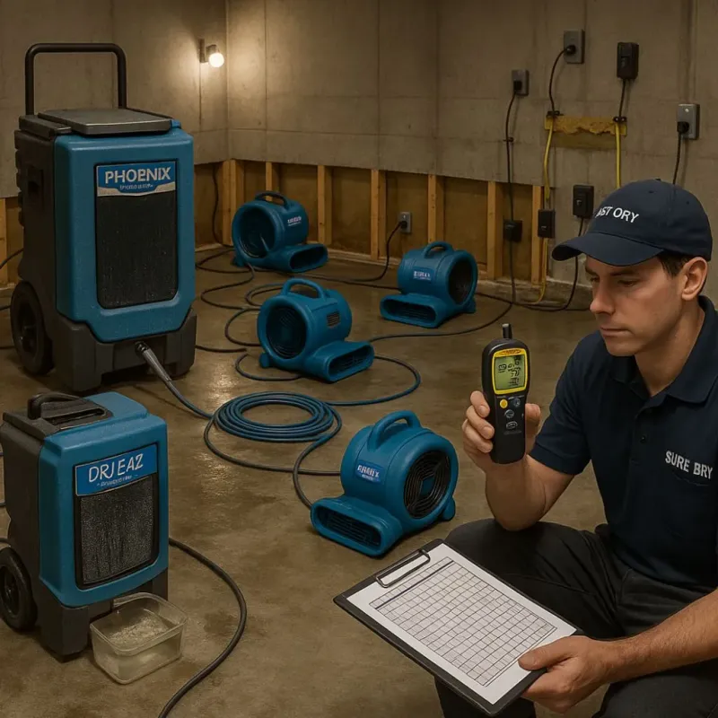Structural Drying and Dehumidification process in Winton, NC